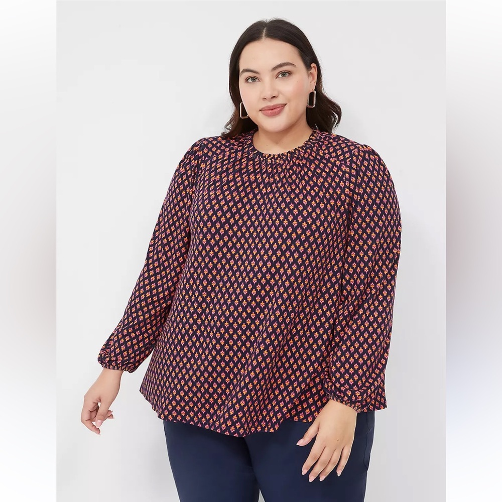 LANE BRYANT Swing Floral Crew Neck Stretch Jersey Knit Wide Sleeve Blouse 22/24